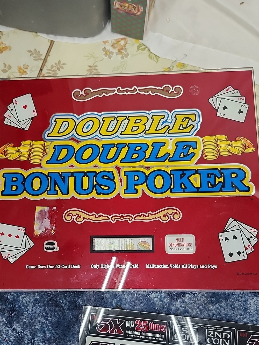 las vegas Double Double Bonus Poker Game Sign - Red & Yellow